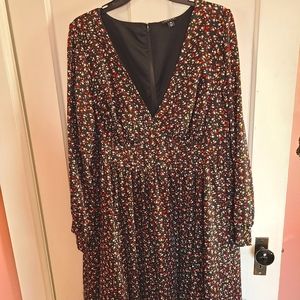 Bishop long sleeve black floral torrid dress